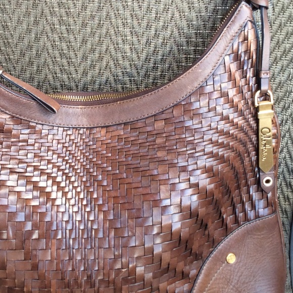 ❌SOLD❌ Cole Haan Brown Genevieve Woven Leather Hobo Bag - Picture 3 of 10